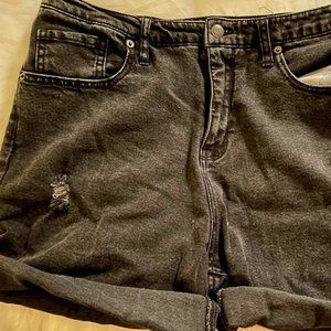 high waisted black denim shorts, size 14